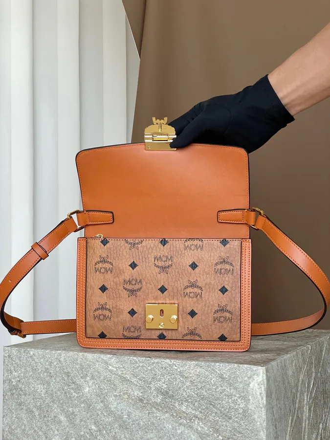 MCM Tracy Visetos Crossbody Satchel