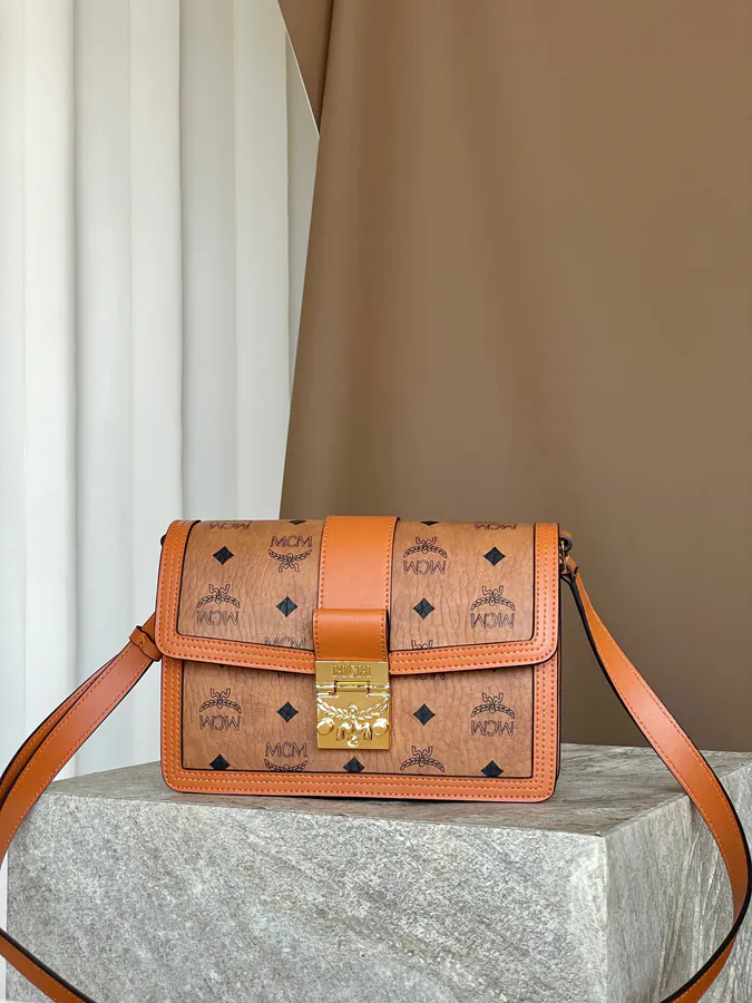 MCM Tracy Visetos Crossbody Satchel