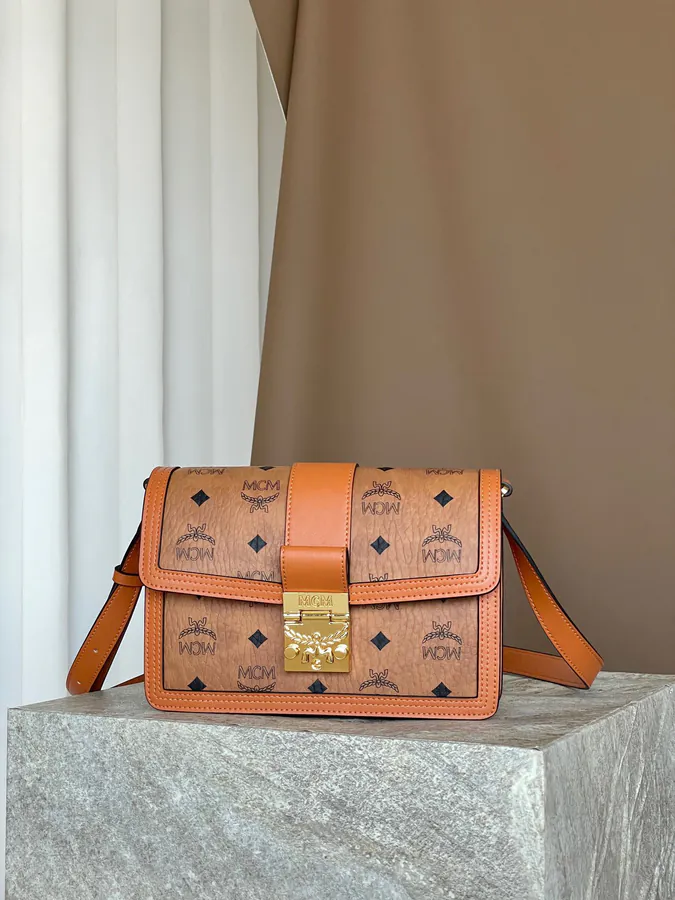MCM Tracy Visetos Crossbody Satchel