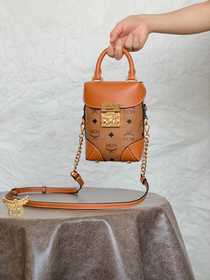 MCM Soft Berlin Bucket Bag Classic Cognac Brown