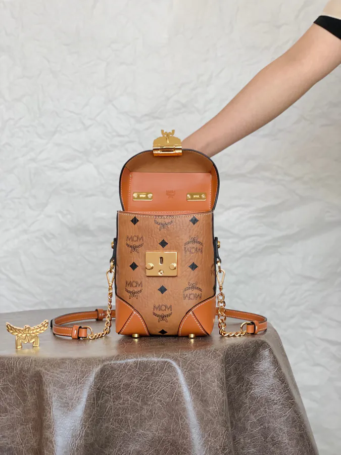 MCM Soft Berlin Bucket Bag Classic Cognac Brown