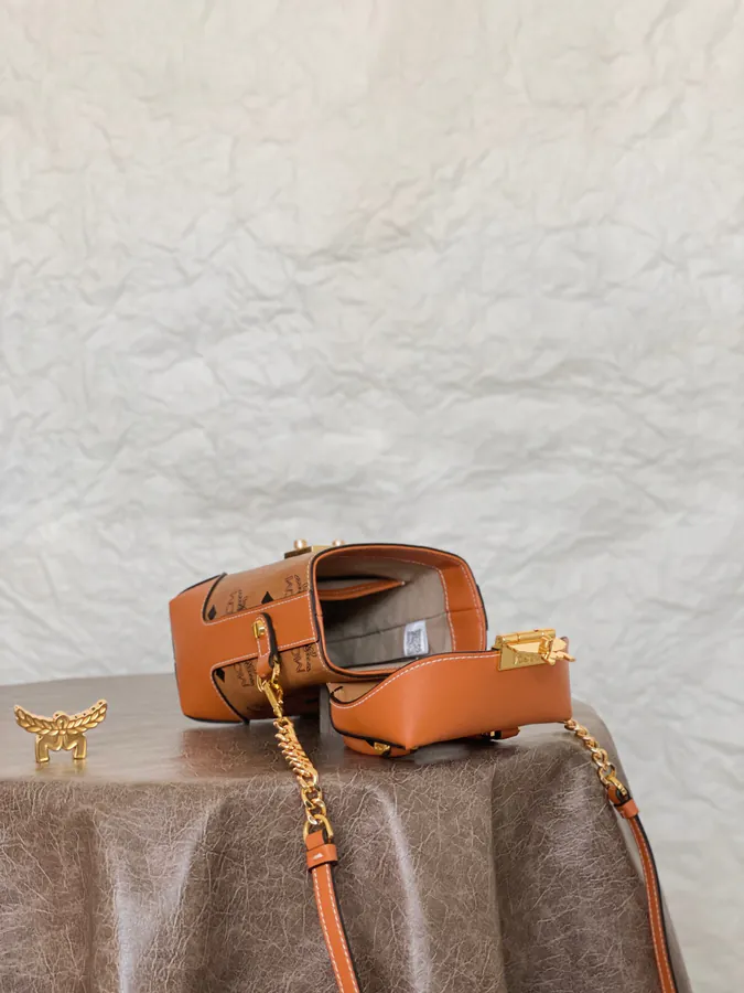 MCM Soft Berlin Bucket Bag Classic Cognac Brown