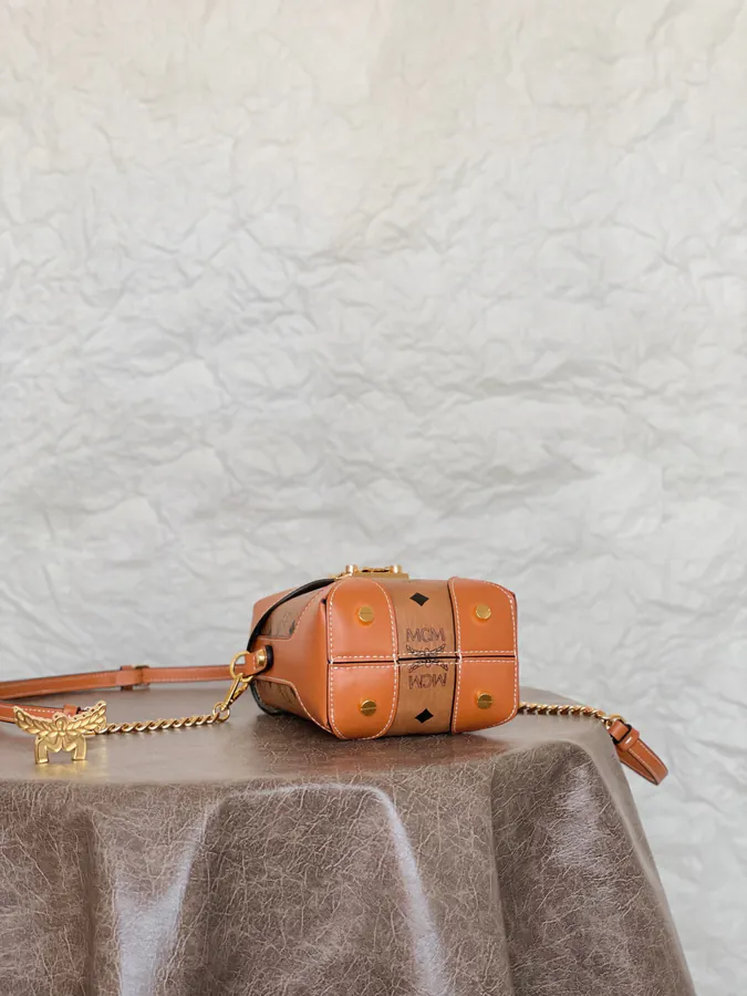 MCM Soft Berlin Bucket Bag Classic Cognac Brown