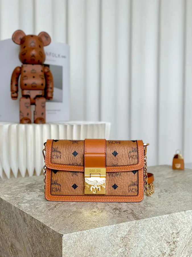 MCM Tracy Visetos Chain Crossbody Bag