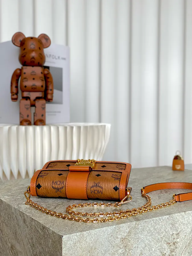 MCM Tracy Visetos Chain Crossbody Bag