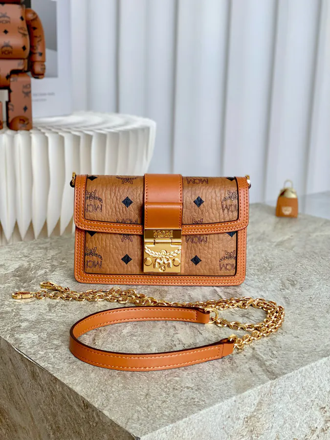 MCM Tracy Visetos Chain Crossbody Bag