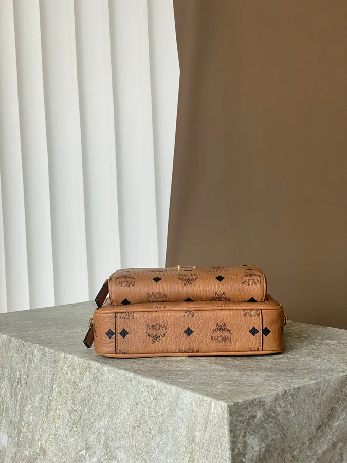 Small MCM Aren Visetos Camera Crossbody Bag