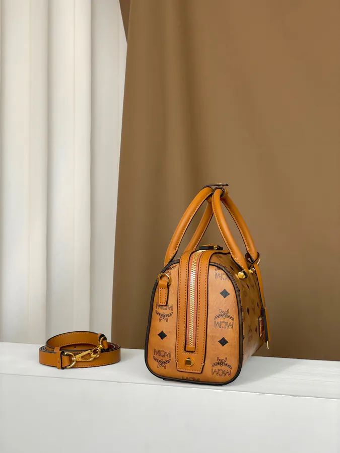 MCM Aren Visetos Small Boston Bag