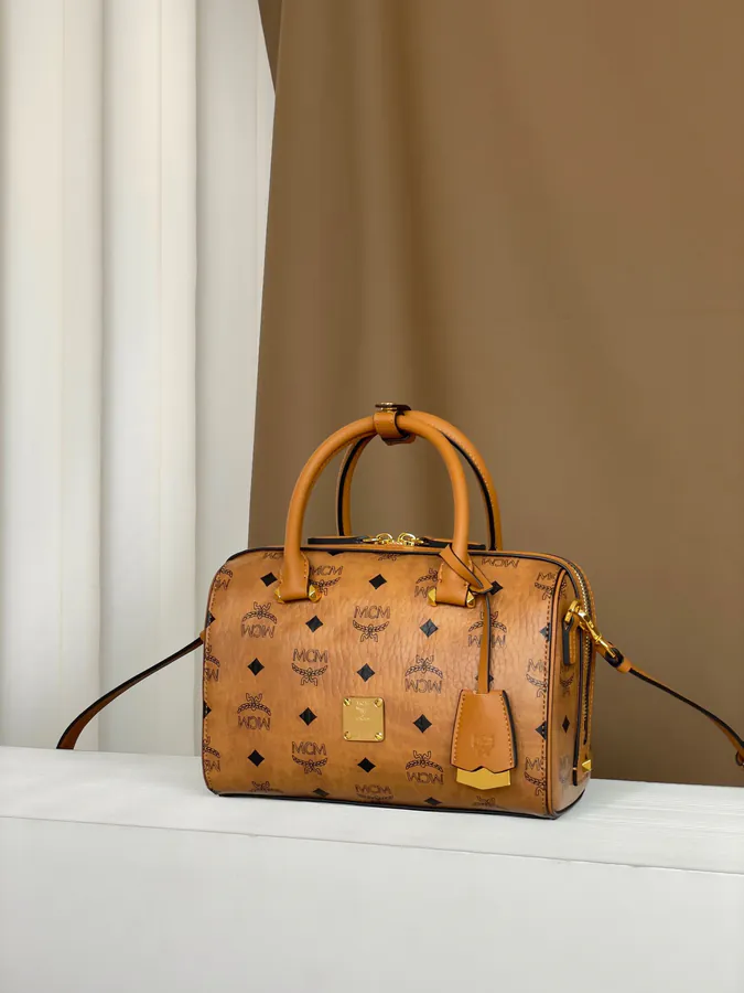 MCM Aren Visetos Small Boston Bag