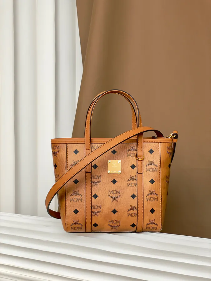 MCM Aren Visetos Mini Shopping Bag