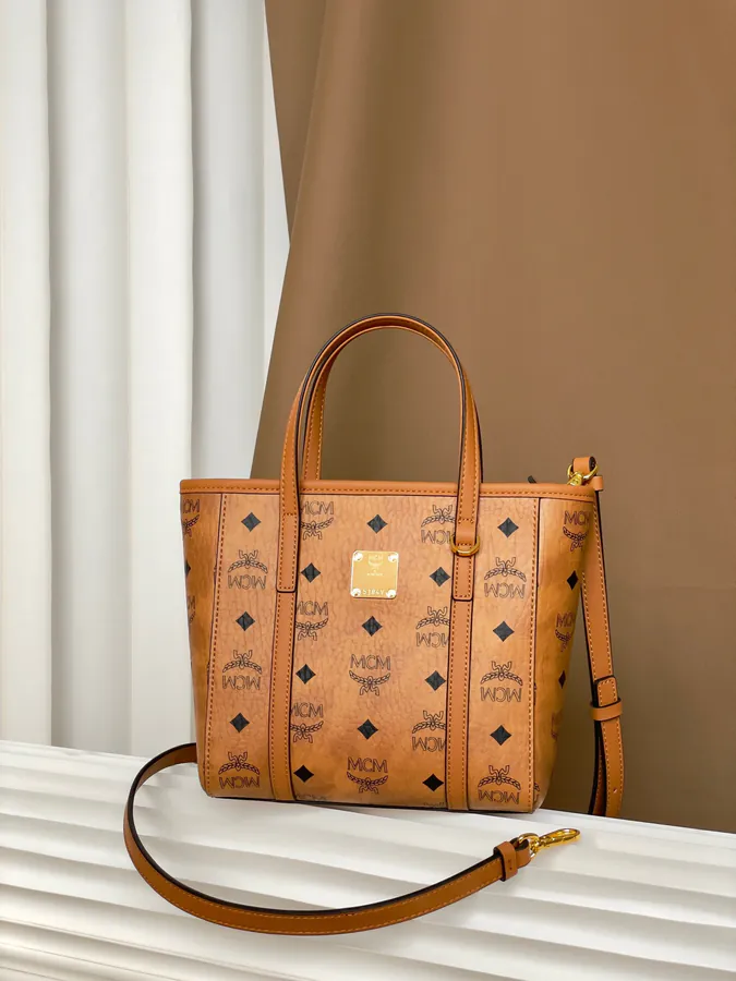 MCM Aren Visetos Mini Shopping Bag