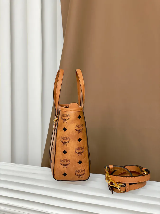 MCM Aren Visetos Mini Shopping Bag