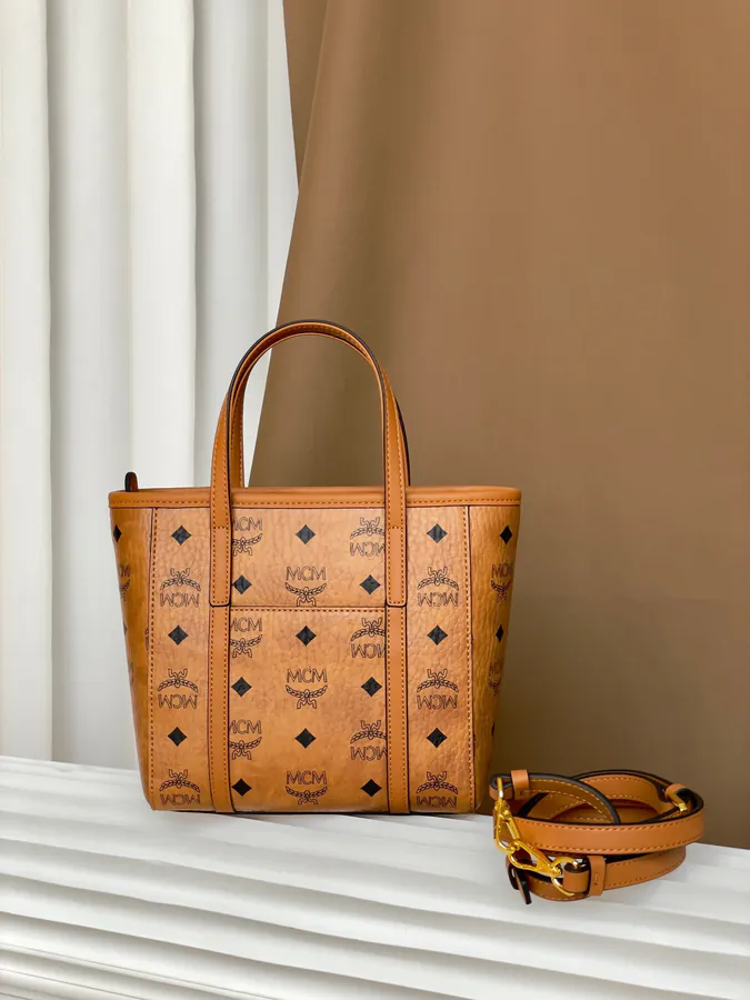 MCM Aren Visetos Mini Shopping Bag