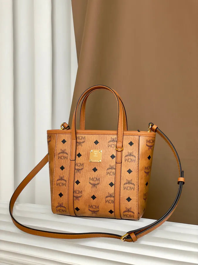MCM Aren Visetos Mini Shopping Bag