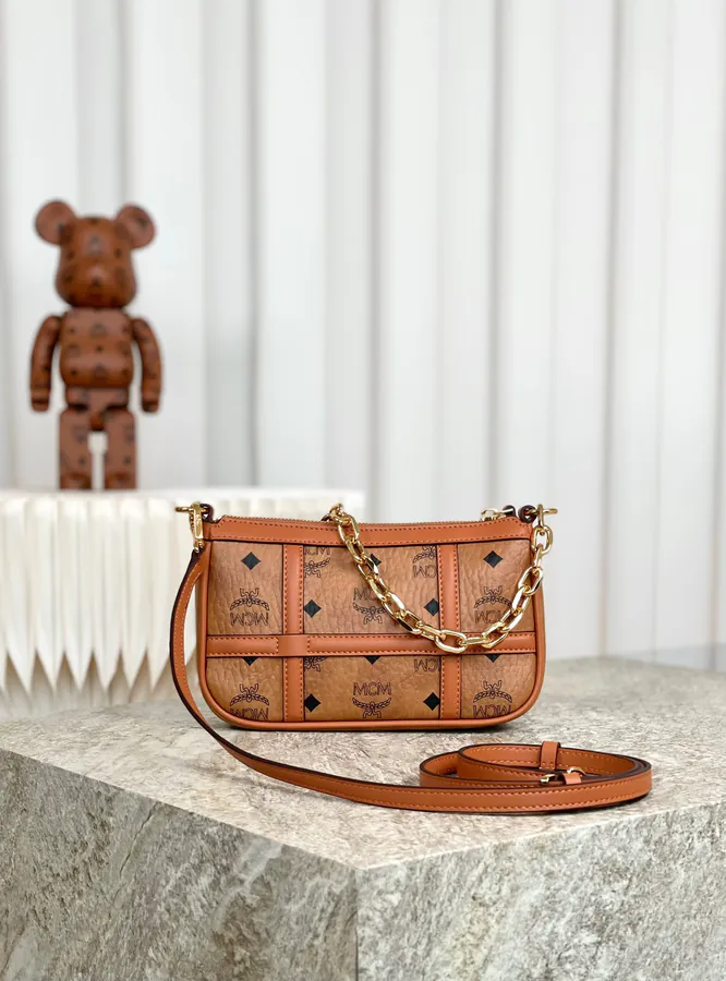 MCM Aren Visetos Mini Shoulder Bag