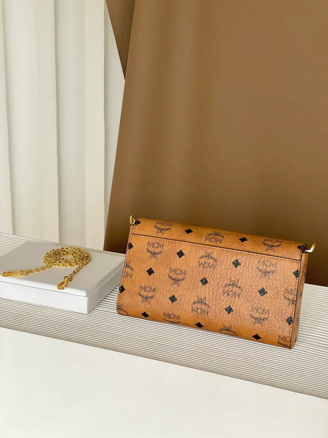 MCM Tracy Visetos Medium Grained Calfskin Envelope Bag