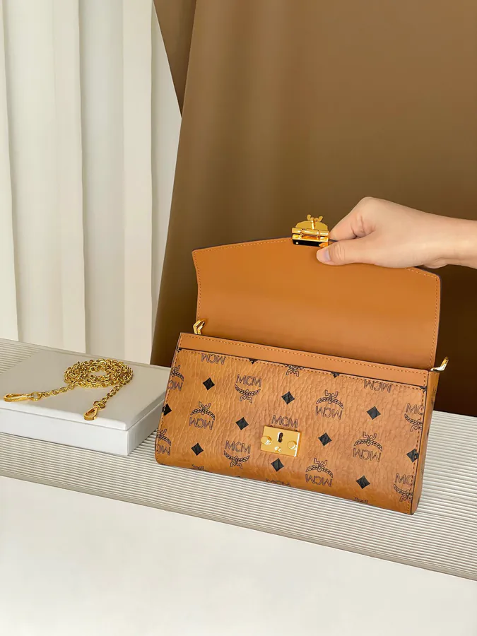 MCM Tracy Visetos Medium Grained Calfskin Envelope Bag