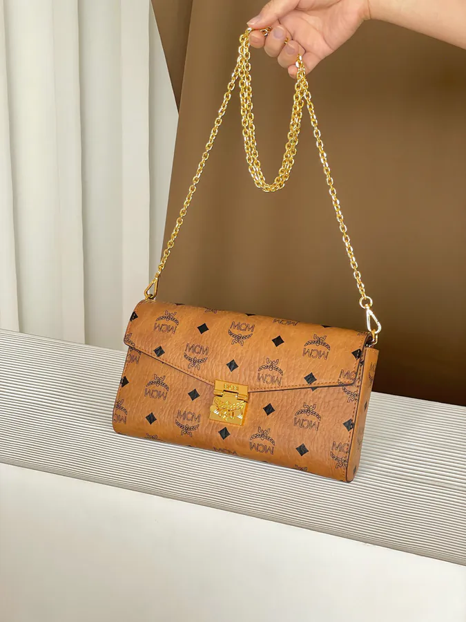 MCM Tracy Visetos Medium Grained Calfskin Envelope Bag