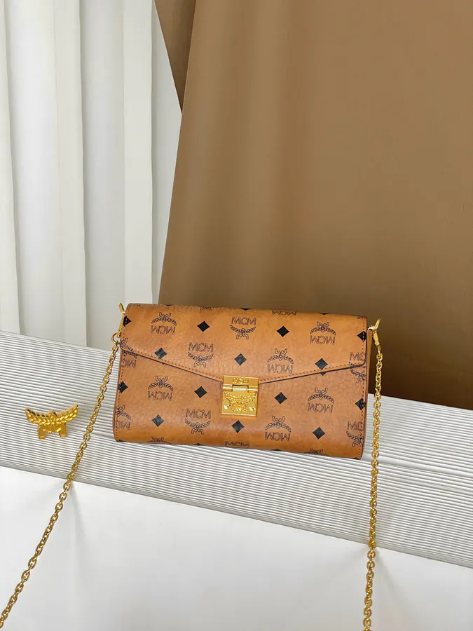 MCM Tracy Visetos Medium Grained Calfskin Envelope Bag