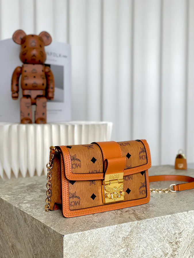 MCM Tracy Visetos Chain Crossbody Bag