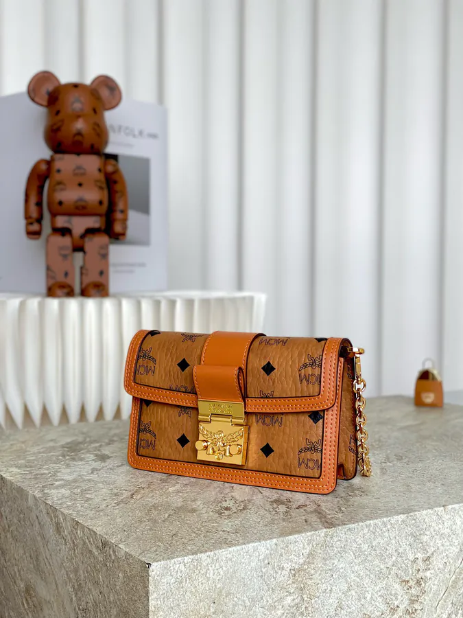 MCM Tracy Visetos Chain Crossbody Bag