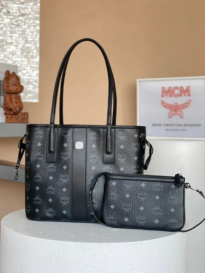 Small Liz Visetos MCM Bucket Bag