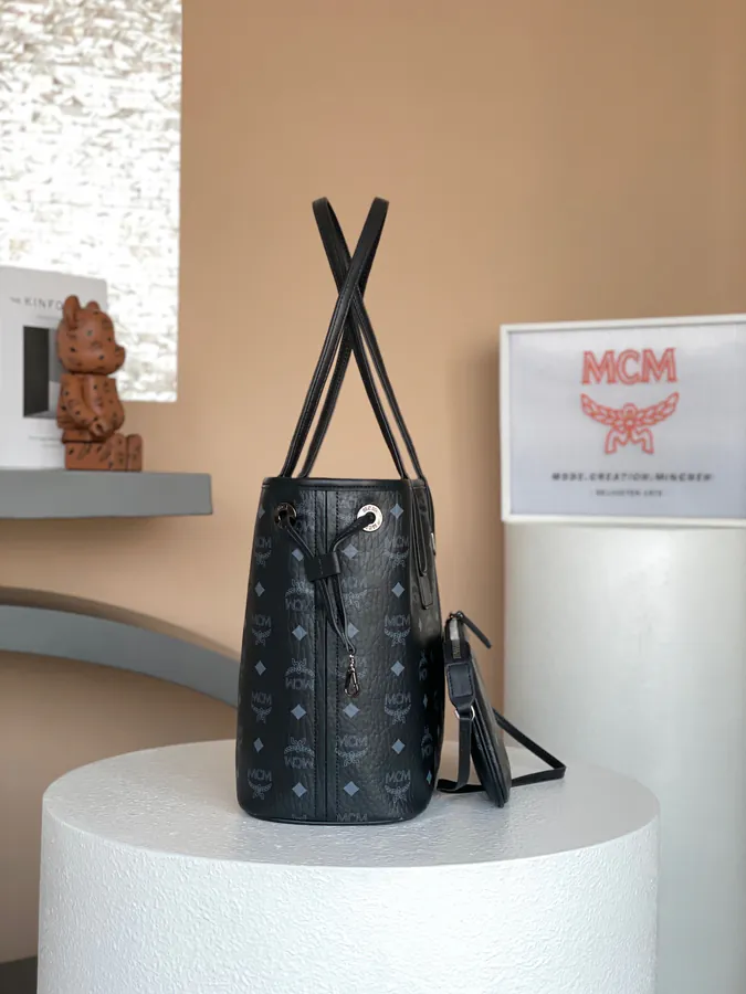 Small Liz Visetos MCM Bucket Bag