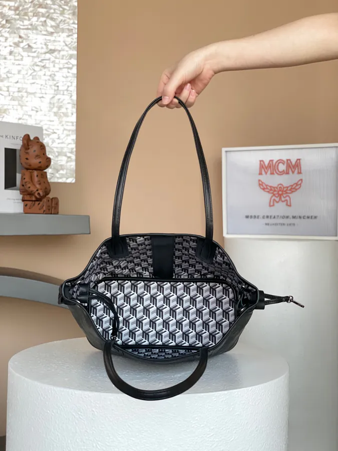 Small Liz Visetos MCM Bucket Bag