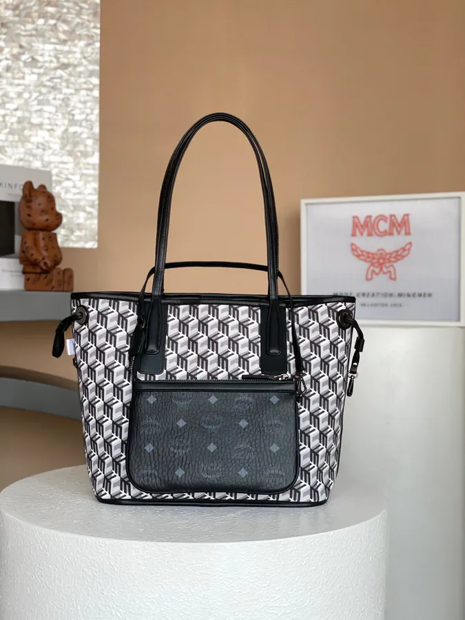 Small Liz Visetos MCM Bucket Bag