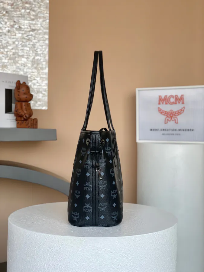 Small Liz Visetos MCM Bucket Bag