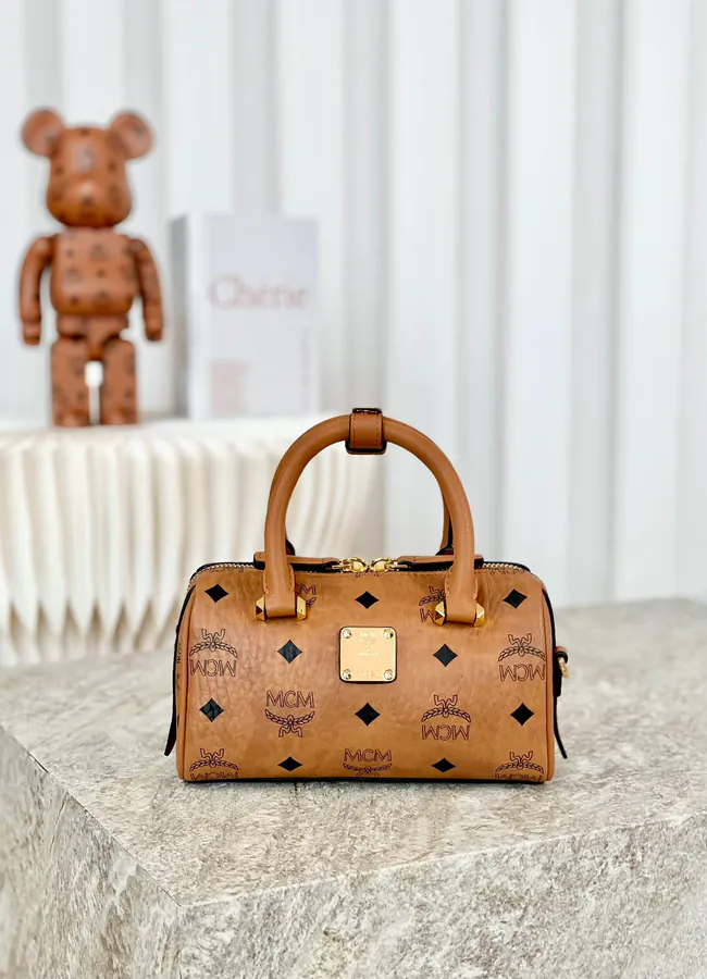 MCM Essential Visetos Mini Boston Bag