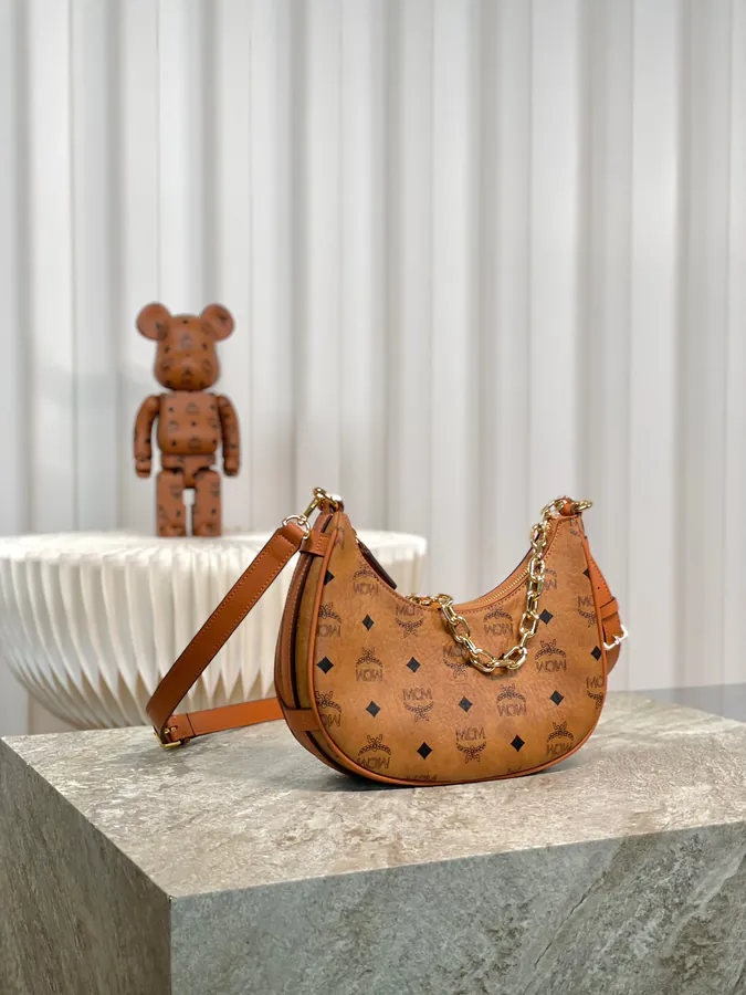 MCM Aren Hobo Half Moon Shape Bucket Bag
