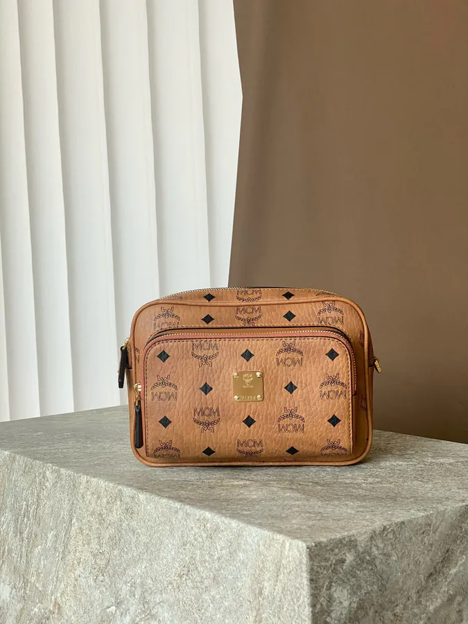 Small MCM Aren Visetos Camera Crossbody Bag