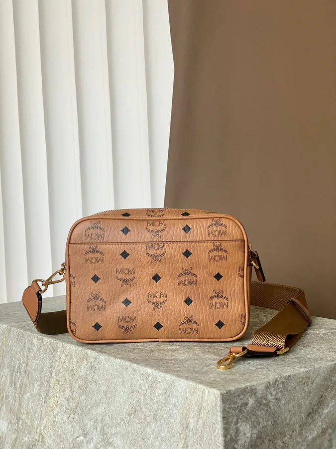 Small MCM Aren Visetos Camera Crossbody Bag