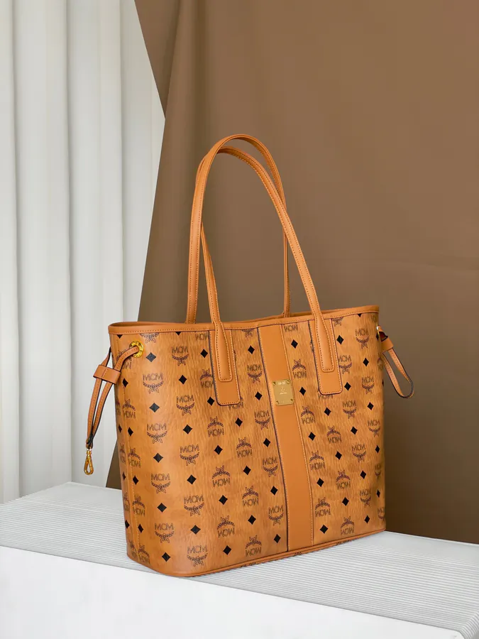 MCM Liz Visetos Medium Double Sided Shopping Bag