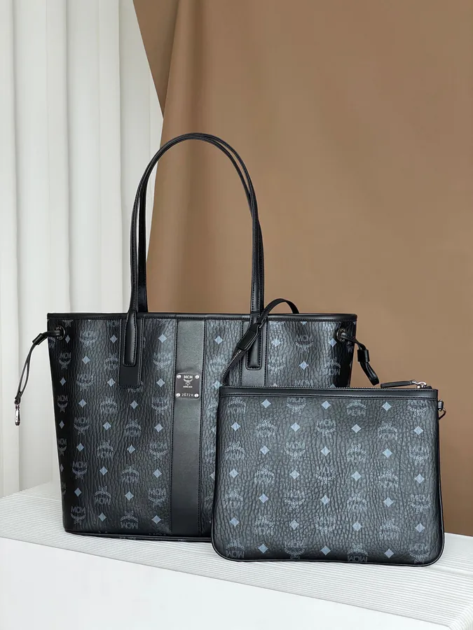 MCM Liz Visetos Medium Double Sided Shopping Bag