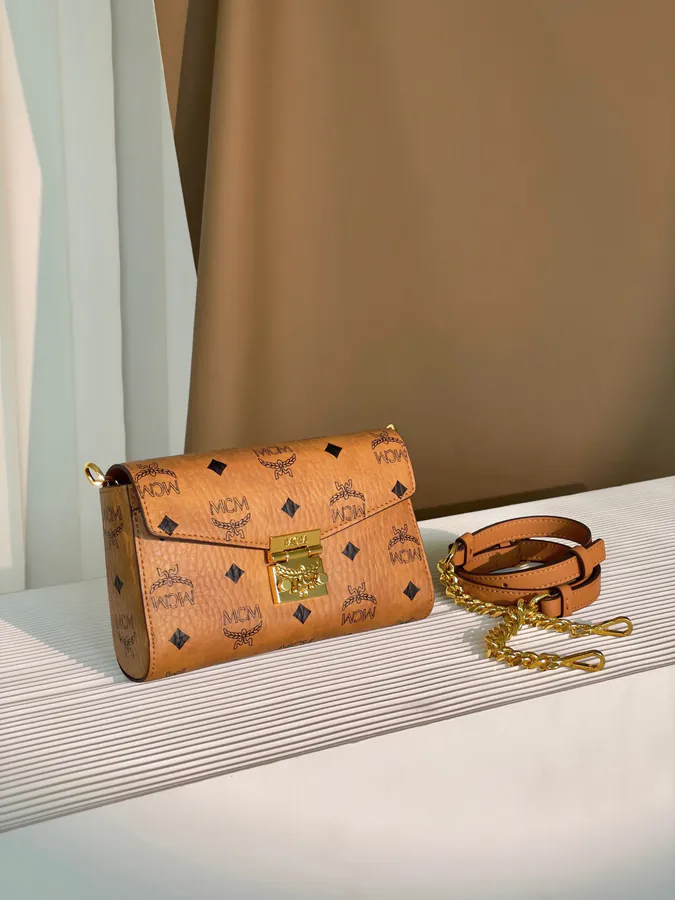 MCM Tracy Visetos Small Chain Envelope Bag
