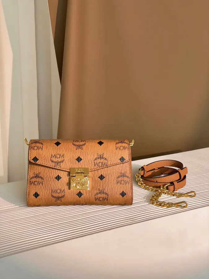 MCM Tracy Visetos Small Chain Envelope Bag