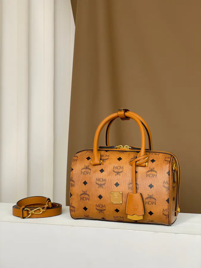 MCM Aren Visetos Small Boston Bag