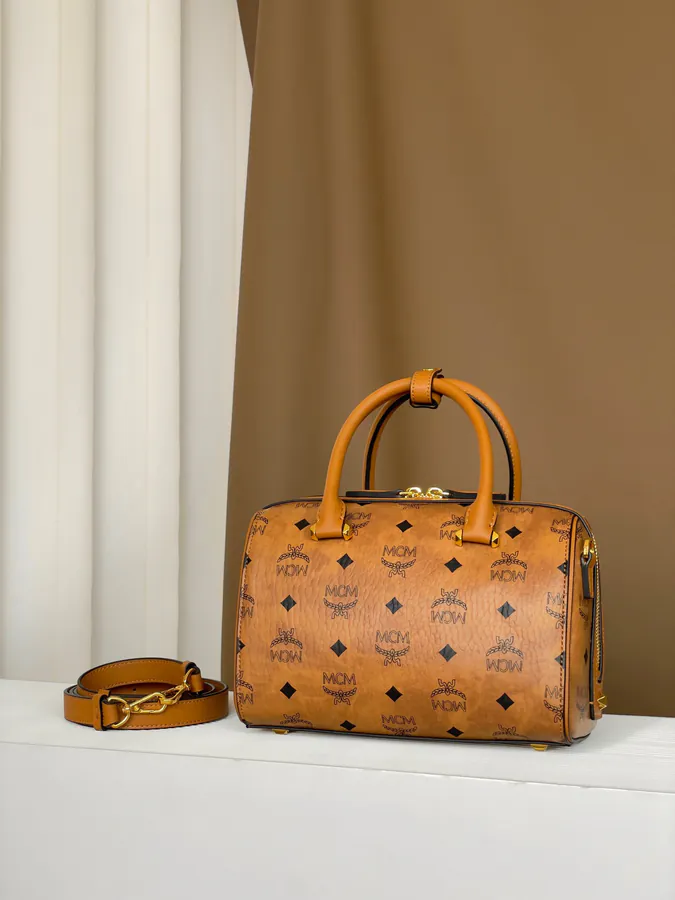 MCM Aren Visetos Small Boston Bag