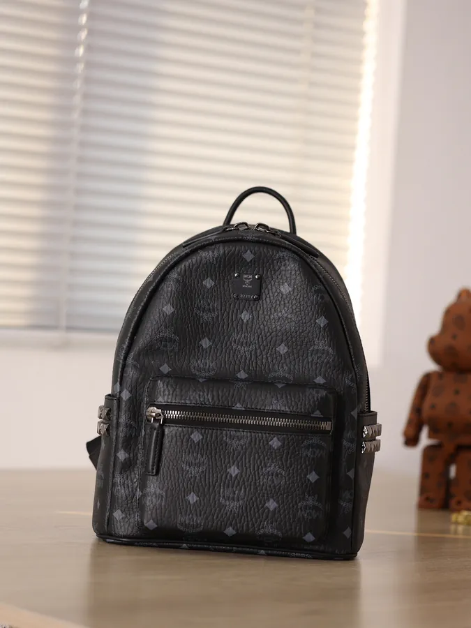 Stark Backpack Small and Medium Sizes Visetos Pattern and Nappa Leather