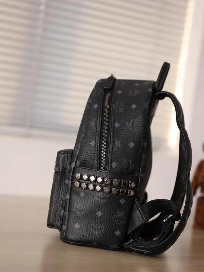 Stark Backpack Small and Medium Sizes Visetos Pattern and Nappa Leather