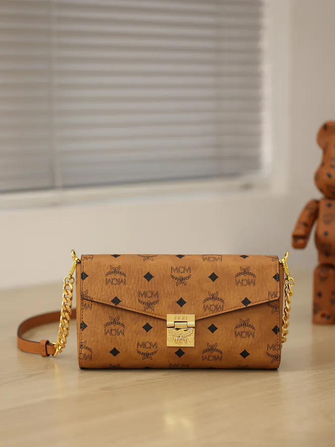 MCM Mini Flip Crossbody Bag with Detachable Chain Strap