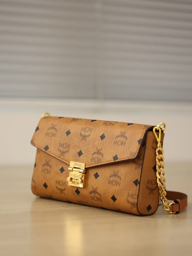 MCM Mini Flip Crossbody Bag with Detachable Chain Strap