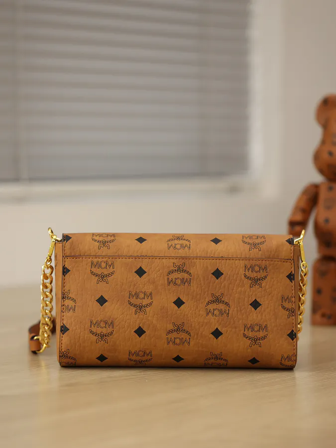 MCM Mini Flip Crossbody Bag with Detachable Chain Strap