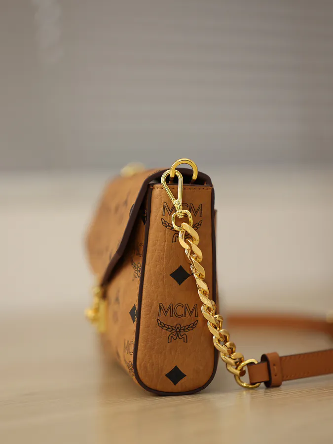 MCM Mini Shoulder Strap Crossbody Bag with Detachable Chains