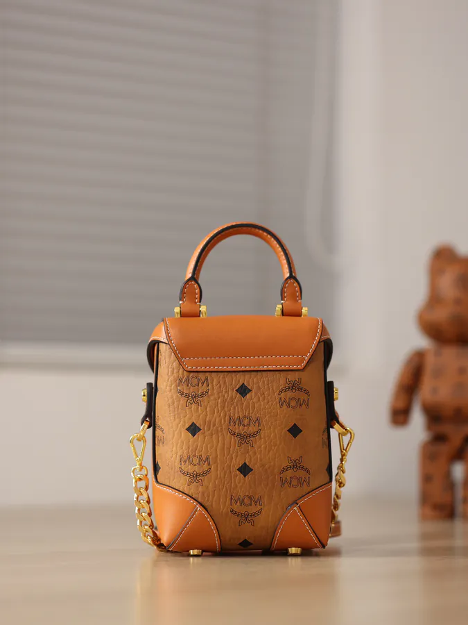 MCM Soft Berlin Crossbody Bag Dry Cognac Print