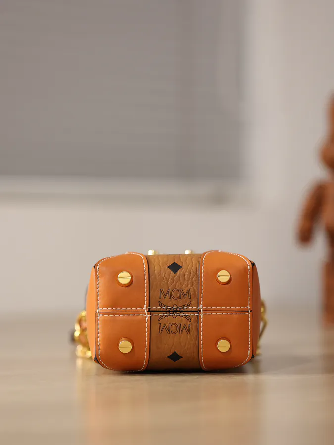 MCM Soft Berlin Crossbody Bag Dry Cognac Print