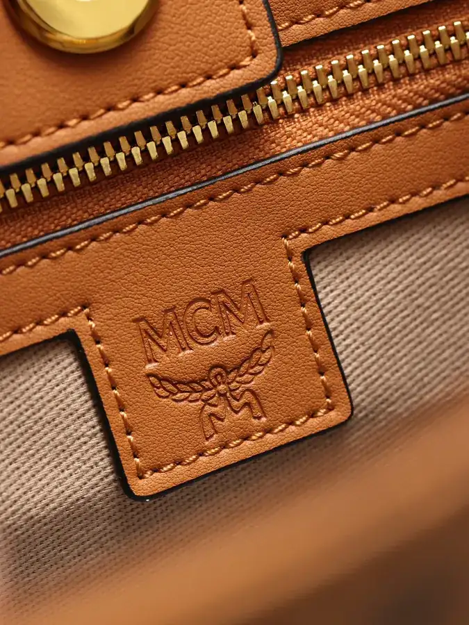 MCM Bucket Bag Visetos Material with Nappa Leather Trim