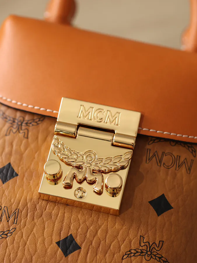 MCM Soft Berlin Crossbody Bag Dry Cognac Print